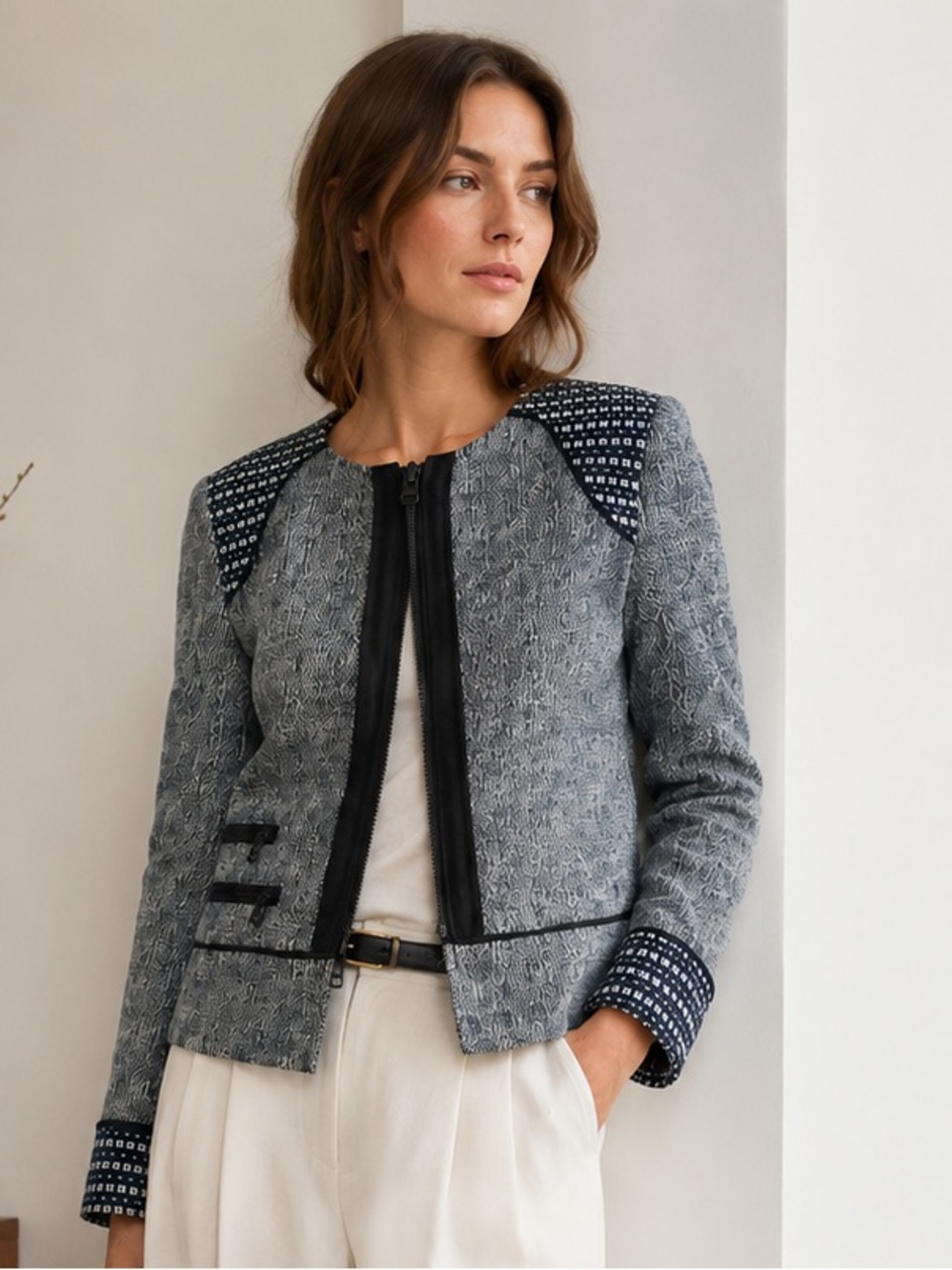 DAY Birger et Mikkelsen Textured Tweed Zip Jacket Scandinavian Size 36 - Picture 1 of 11